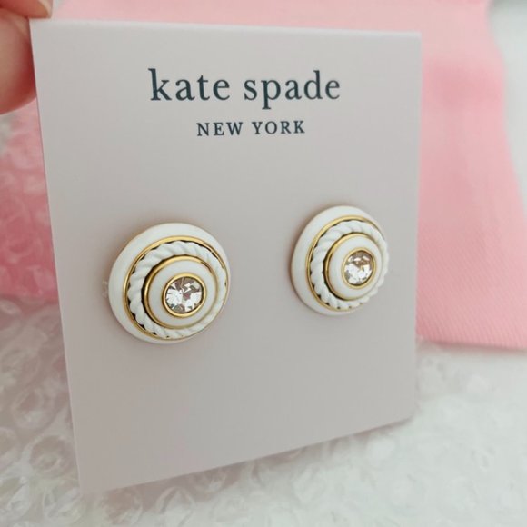 🌷NEW🌷Kate Spade New York Know The Ropes Mixed Media Studs Earrings, White - Picture 10 of 15